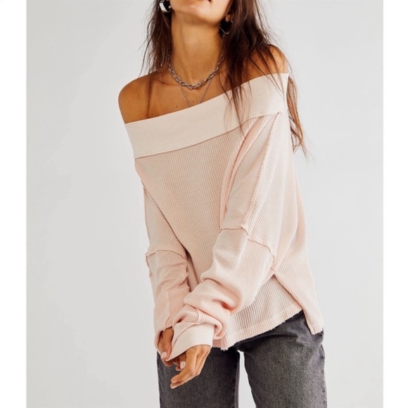 Free People] Charcoal Cotton Waffle Oversize Top - Picture 1 of 16